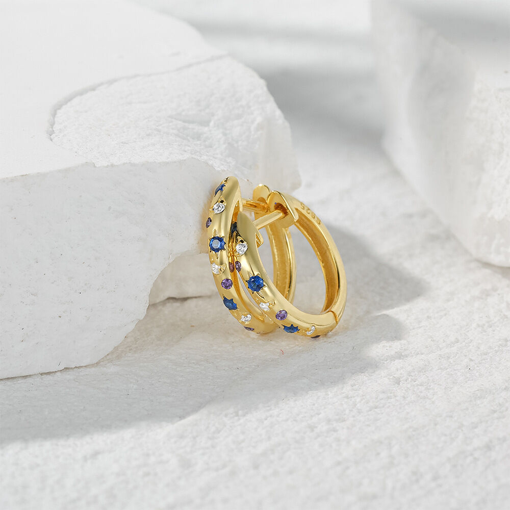 Minimalist Classic Circle S925 Gold Color Zircon Women's 925 Sterling Silver Color Earrings h5 Picture4