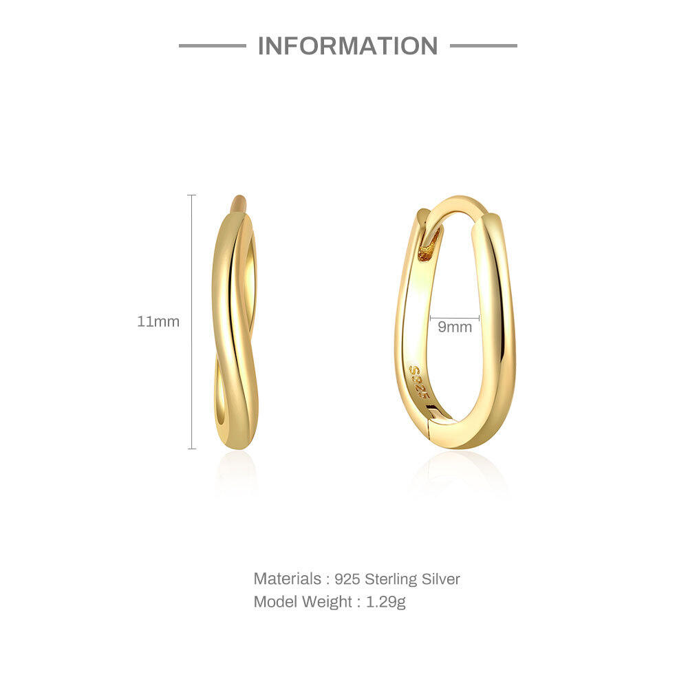Simple Casual Irregular Shape S925   Gold Color  Zircon Women's 925 Sterling Silver Color Earrings h5 Picture2