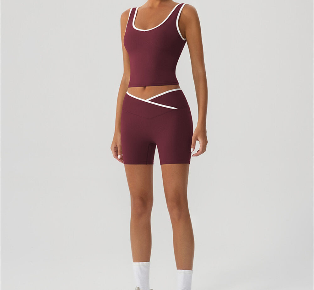 Simple Daily High Bounce Sporty Color Clash Sports Bottoms h5Picture2