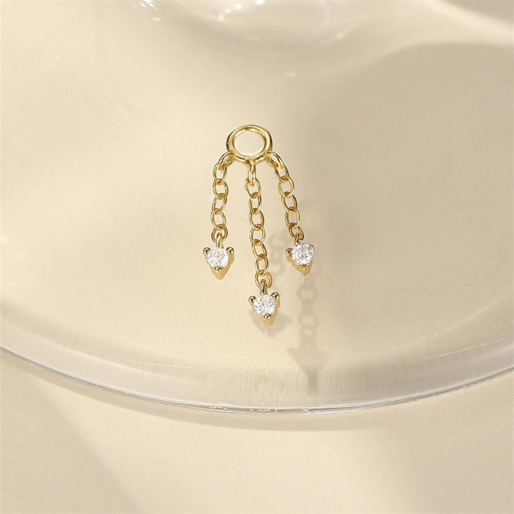 Luxurious Series Casual Tassel Chain Gold Color Zircon Women's 925 Sterling Silver Pendant h5 Picture3