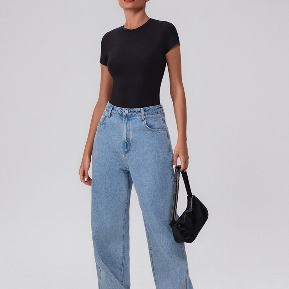 Simple Daily Wear Jumpsuit  High Bounce  Solid Color Sports Tops