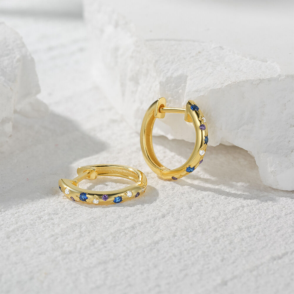 Minimalist Classic Circle S925 Gold Color Zircon Women's 925 Sterling Silver Color Earrings h5 Picture5