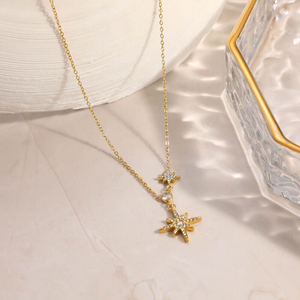 Simple Series Elegant Chain Circle Stainless Steel Waterproof   Gold Color  Women's Chain Necklaces