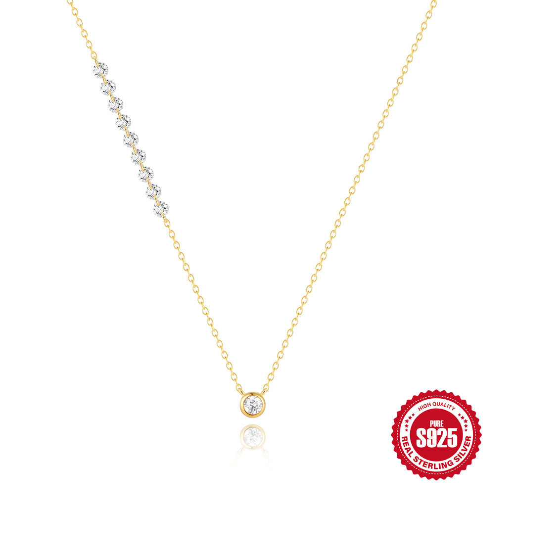 Luxurious Series Elegant Chain Circle S925   Gold Color  Zircon Women's 925 Sterling Silver Color  Jewelry Set