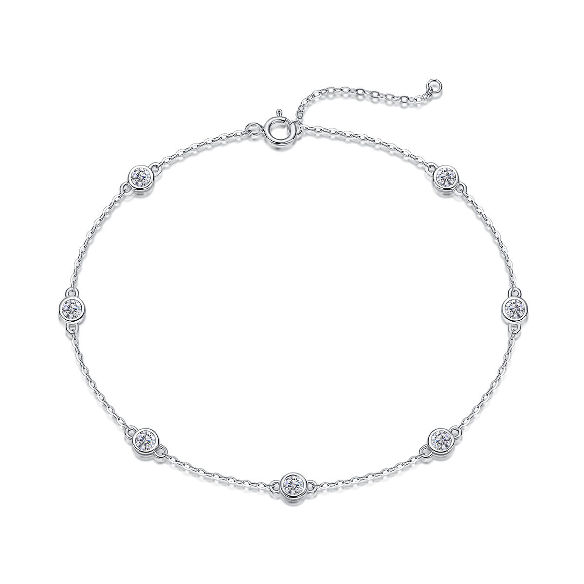 Simple High Elegant Chain Circle S925 Platinum Plating Moissanite Women's Moissanite Bracelets