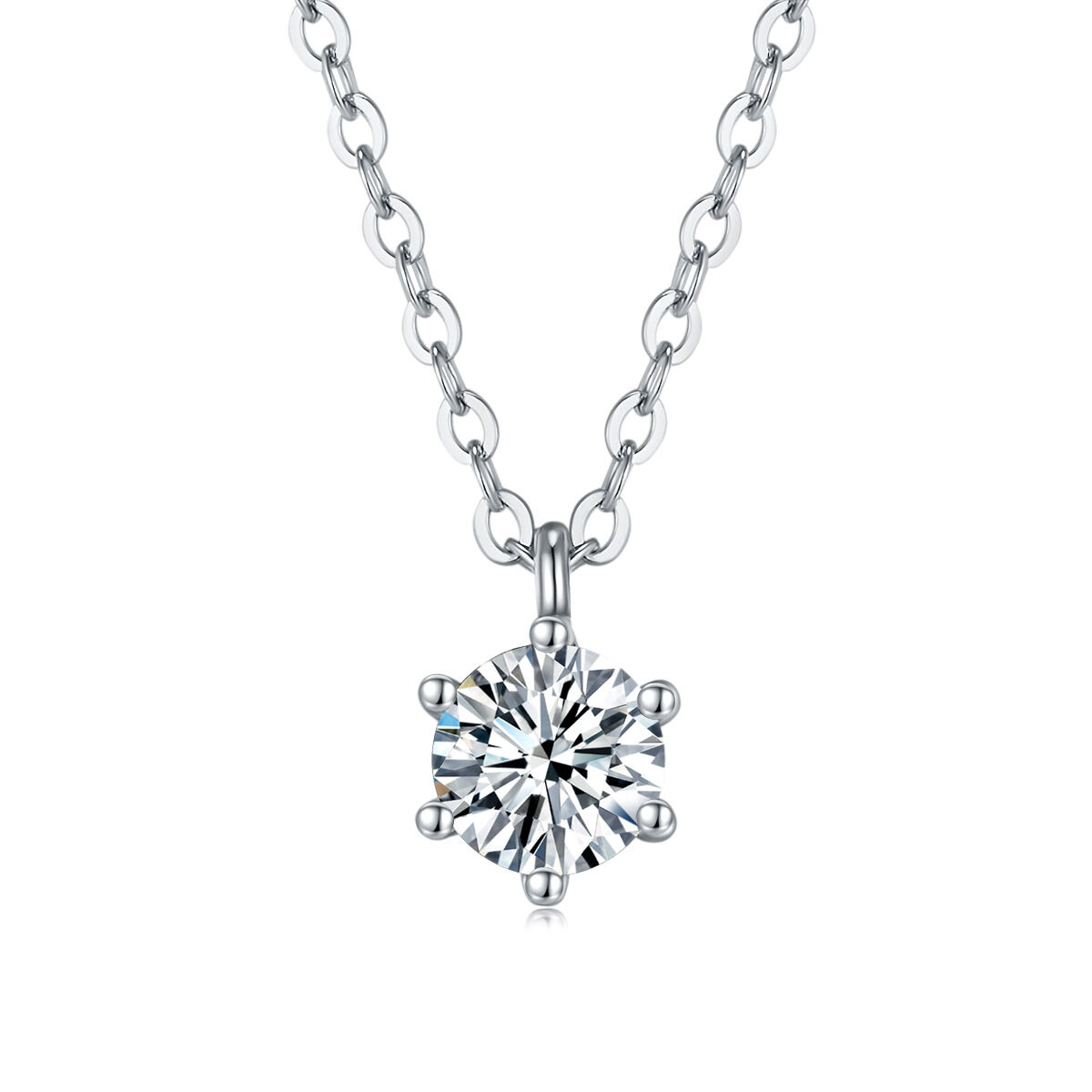 Colliers pour femmes en moissanite avec pendentif six griffes en argent sterling 925, luxueux et élégant