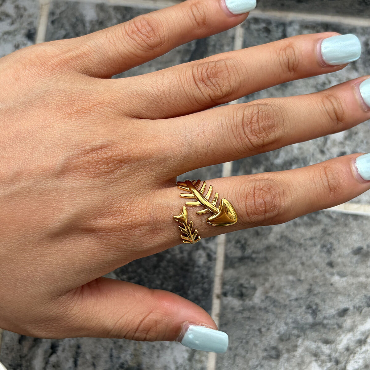 Simple Series schattige vis roestvrijstalen waterdichte statement ringen in goudkleur
