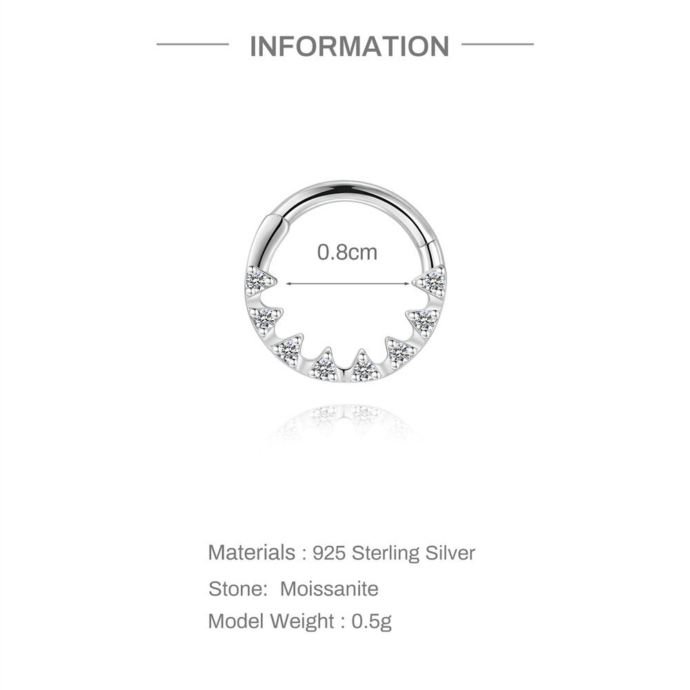 Simple Series Classic Circle S925 Platinplattierte Moissanit-Ohrringe für Damen h5 Bild2