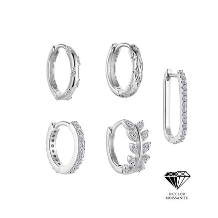 Simple Elegant Star Circle 925 Sterling Silver Color Platinum Plating Women's Moissanite Earrings