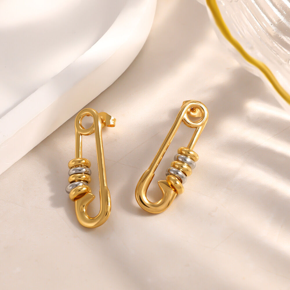 Simple Series Elegant Irregular Shape Stainless Steel Waterproof   Gold Color  Women's Stud Earrings