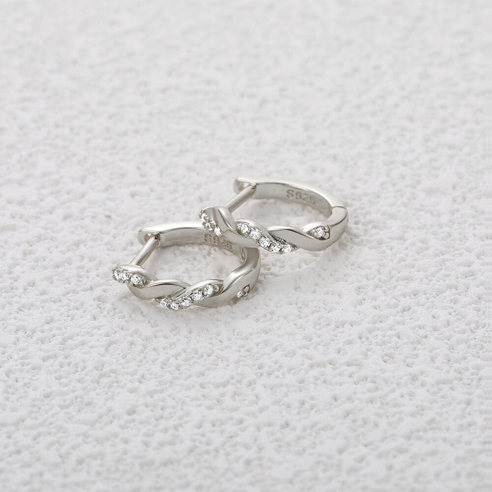 Classic Series Elegant Twist Circle S925   Gold Color  Moissanite Women's Moissanite Earrings Picture4