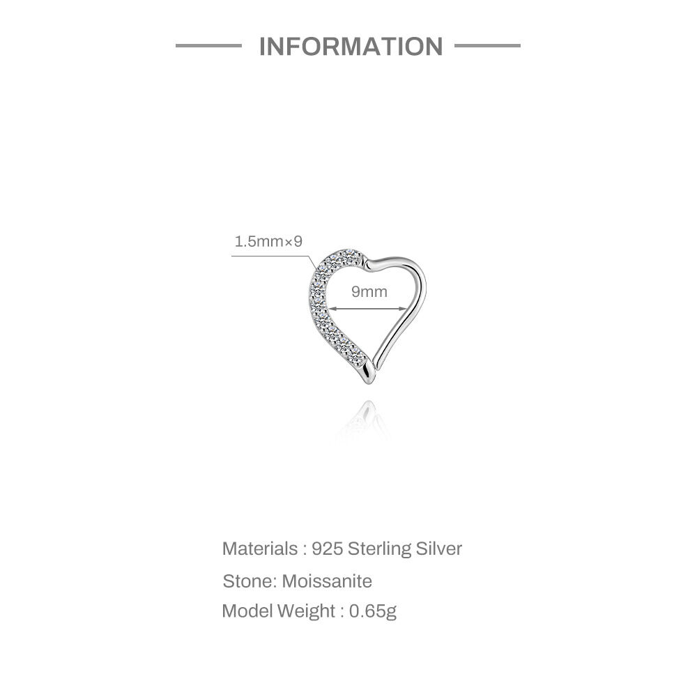 Simple Series Sweet Heart S925 Platinum Plating Moissanite Women's Moissanite Earrings h5 Picture2