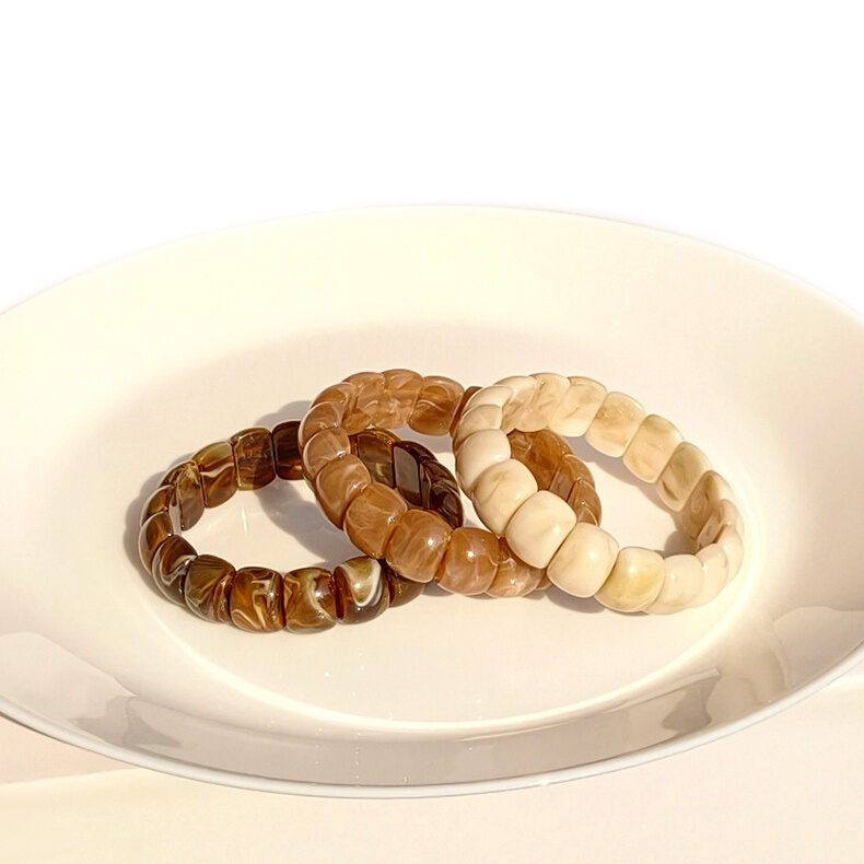 Simple Series Casual Solid Color Leopard Print Mixed Color Acrylic Women's Bangles h5Picture2