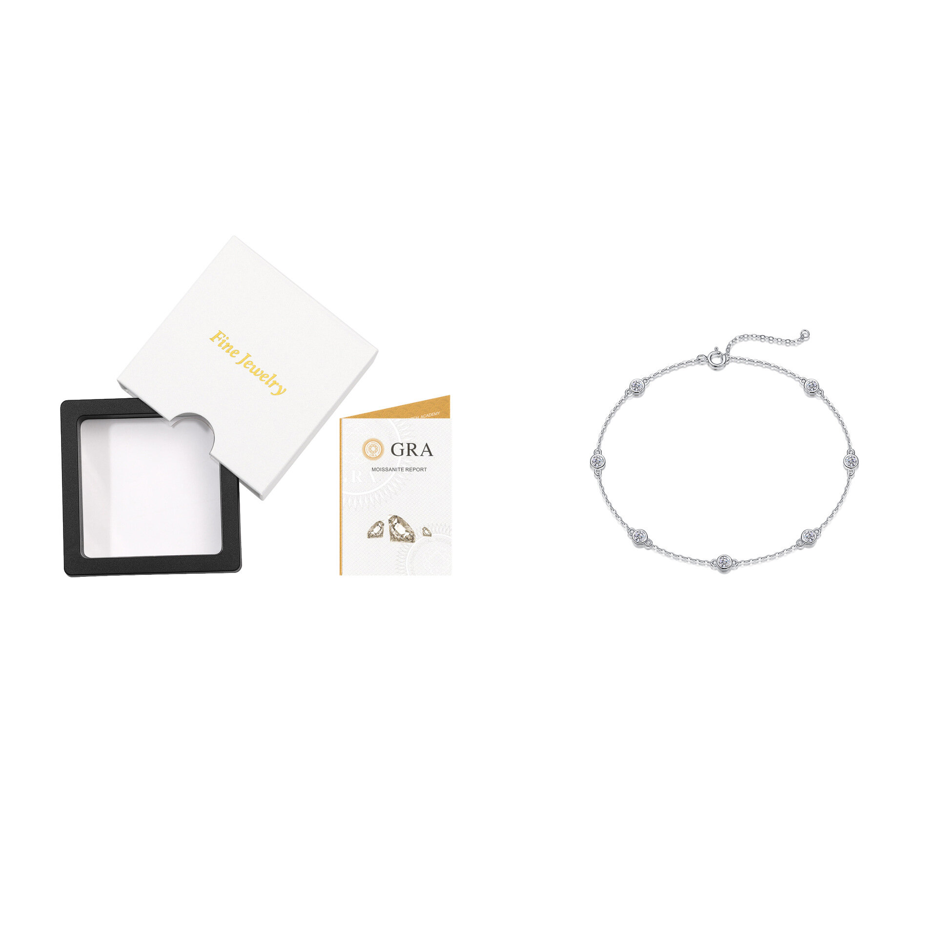 Simple High Elegant Chain Circle S925 Platinum Plating Moissanite Women's Moissanite Bracelets h5 