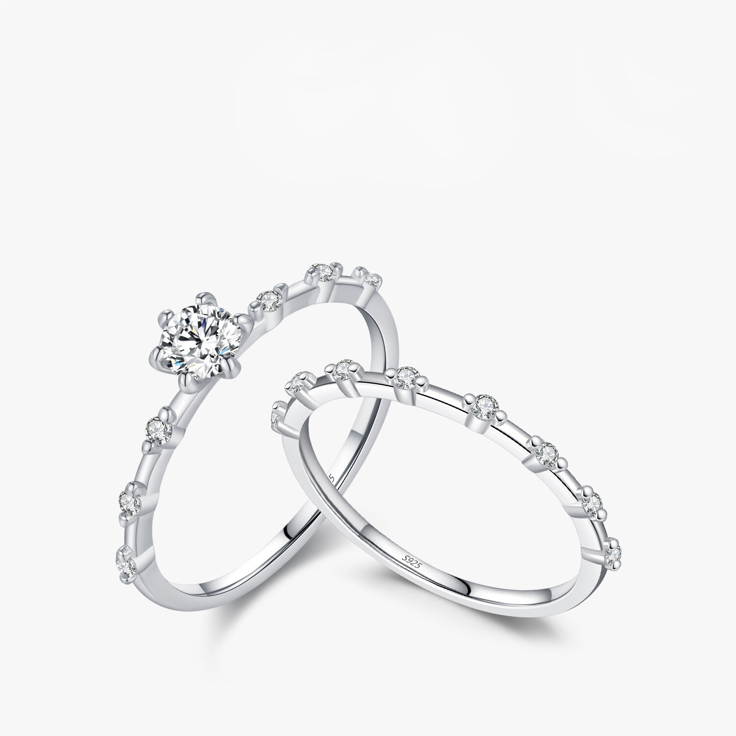 Simple Series Elegant S925 Rhodium Plating Women's Moissanite Rings