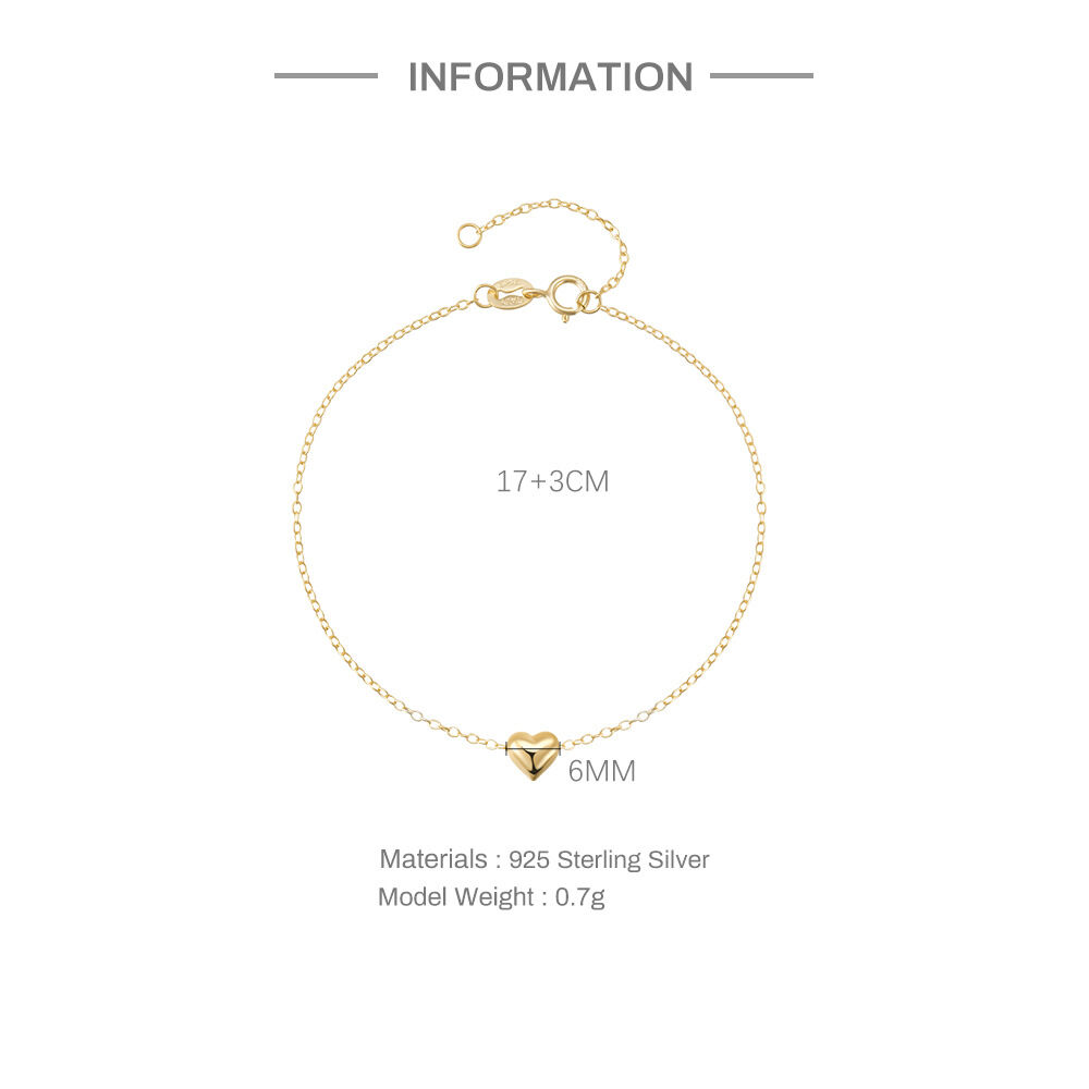 Simple Series Elegant Heart S925 Gold Color Women's Moissanite Bracelets h5Picture2