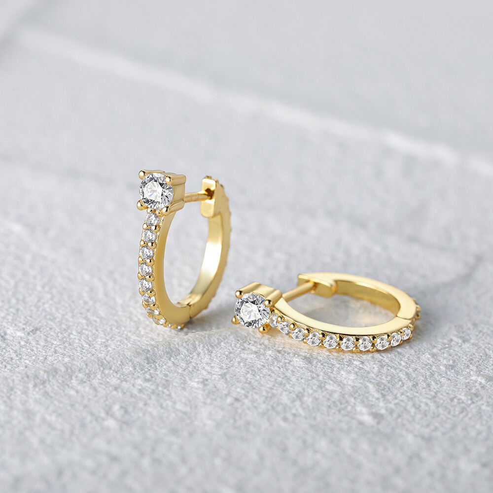 Simple Casual Irregular Shape S925   Gold Color  Zircon Women's 925 Sterling Silver Color Earrings h5 Picture3