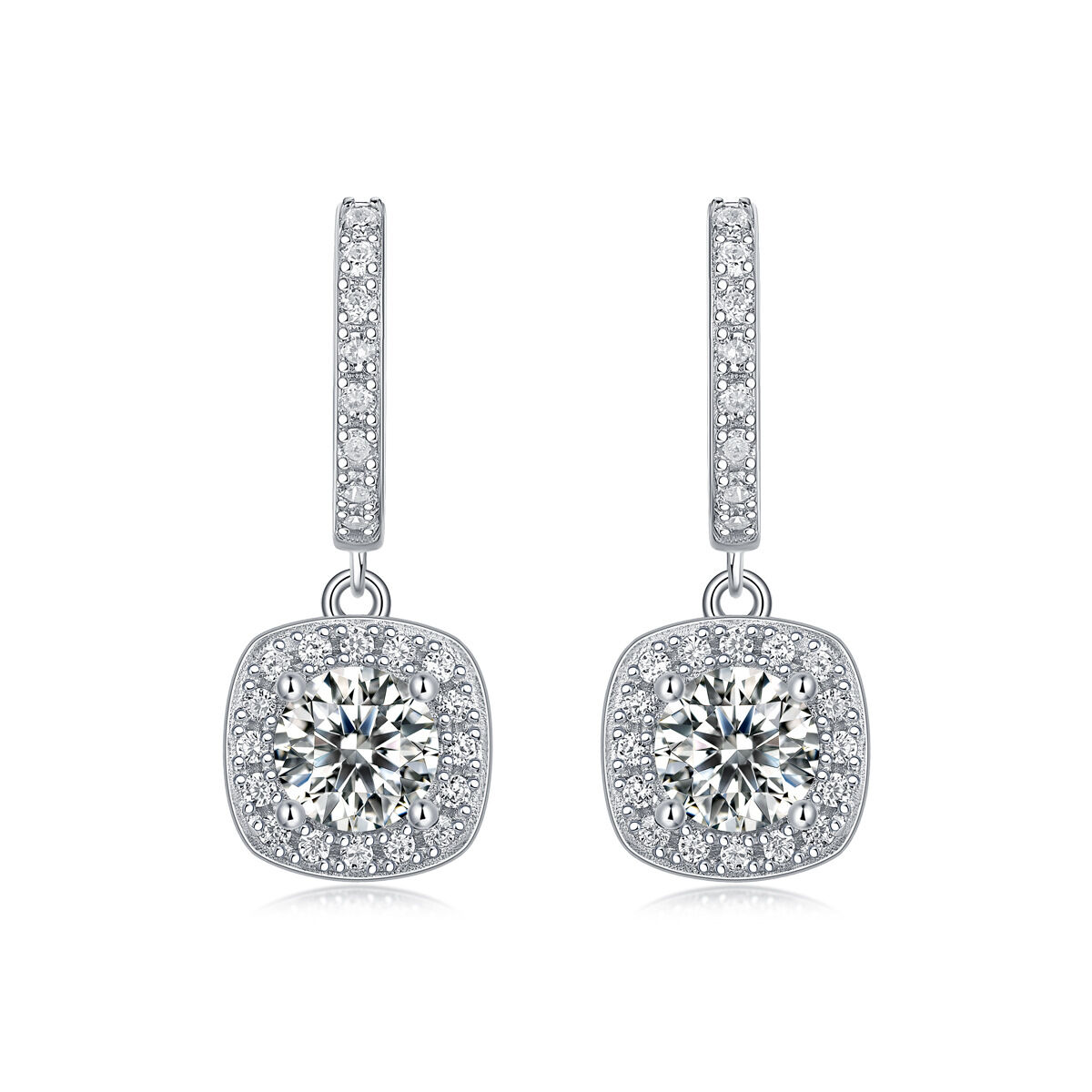 Simple  Elegant Clover Circle Triangle Rectangle S925 Platinum Plating Women's Moissanite Earrings h5 Picture2