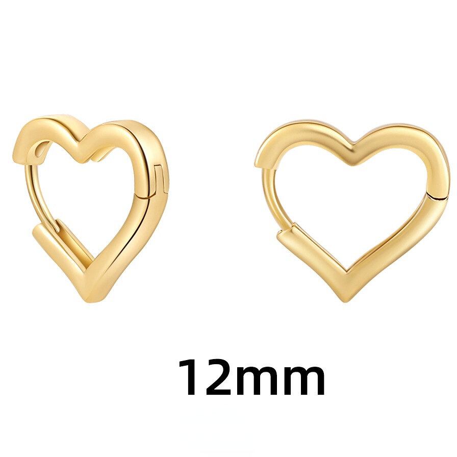 Simple Series Classic Heart Star Copper Gold Color Women's Hoop Earrings h5