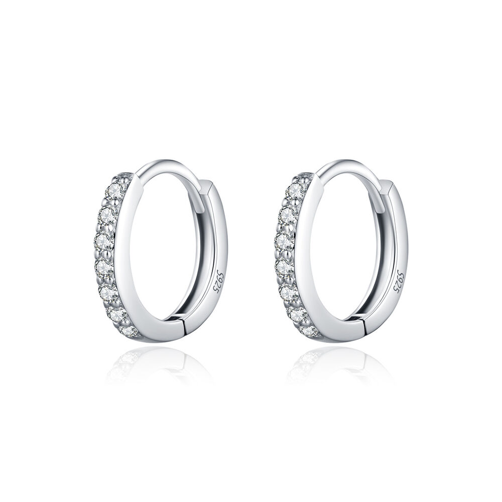 Simple Series Elegant Circle S925 Rhodium Plating Moissanite Women's Moissanite Earrings