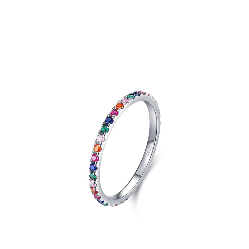 Luxurious Series Sweet Mixed Color S925 Rhodium Plating Women's 925 Sterling Silver Color Rings 2