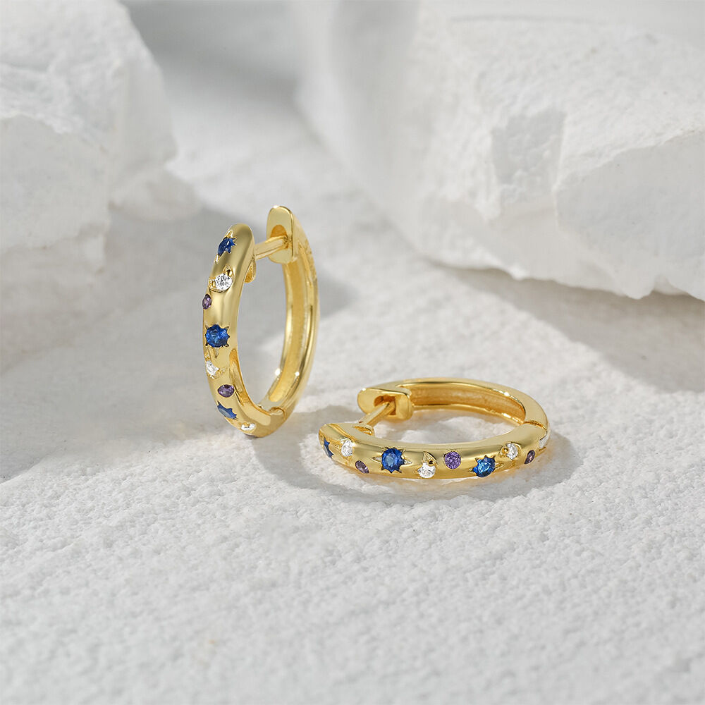 Minimalist Classic Circle S925 Gold Color Zircon Women's 925 Sterling Silver Color Earrings h5Picture3