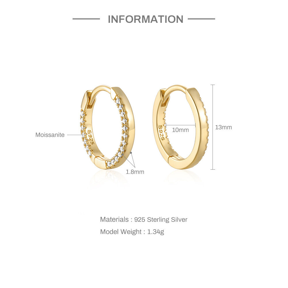 Klassische runde Moissanit-Ohrringe aus 925er Gold in der Serie Simple Series h5 Bild2