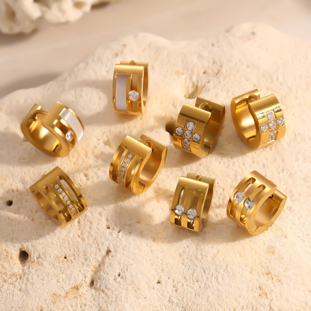 Luxurious Series Simple Circle Stainless Steel Waterproof Gold Color Women's Hoop Earrings