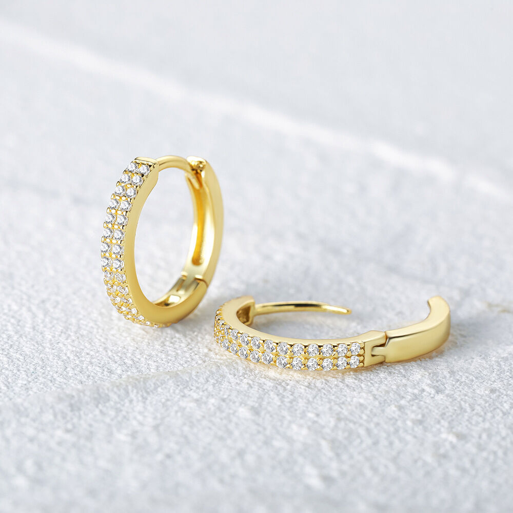 Simple Casual Irregular Shape S925   Gold Color  Zircon Women's 925 Sterling Silver Color Earrings Picture5