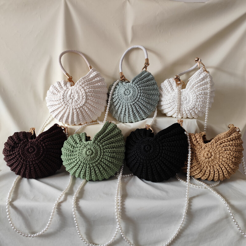 Sacs à main femme en coquillage tissé uni style vacances