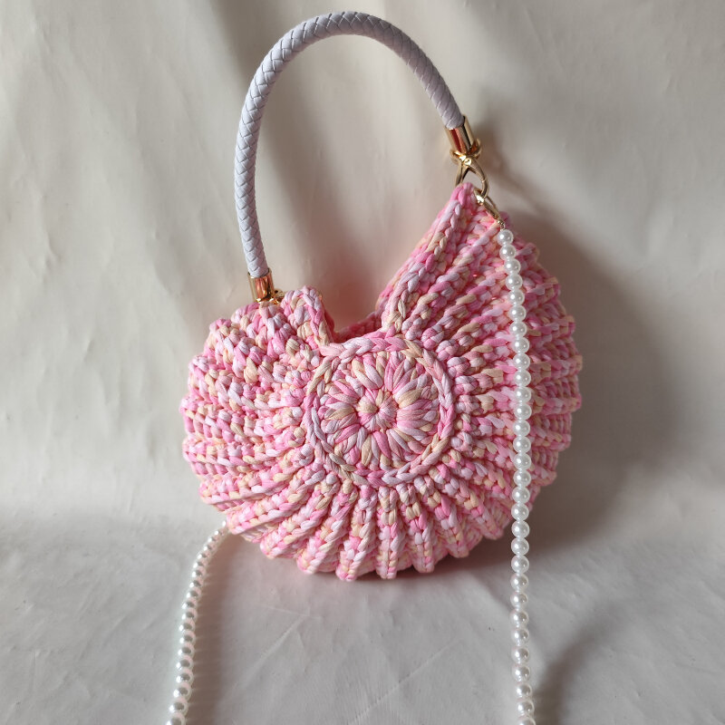 Vacation Style Woven Mixed Color Shell Braided Rope Women's Handbags h5 Picture2