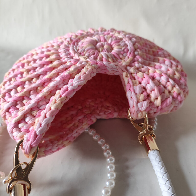 Vacation Style Woven Mixed Color Shell Braided Rope Women's Handbags h5Picture4