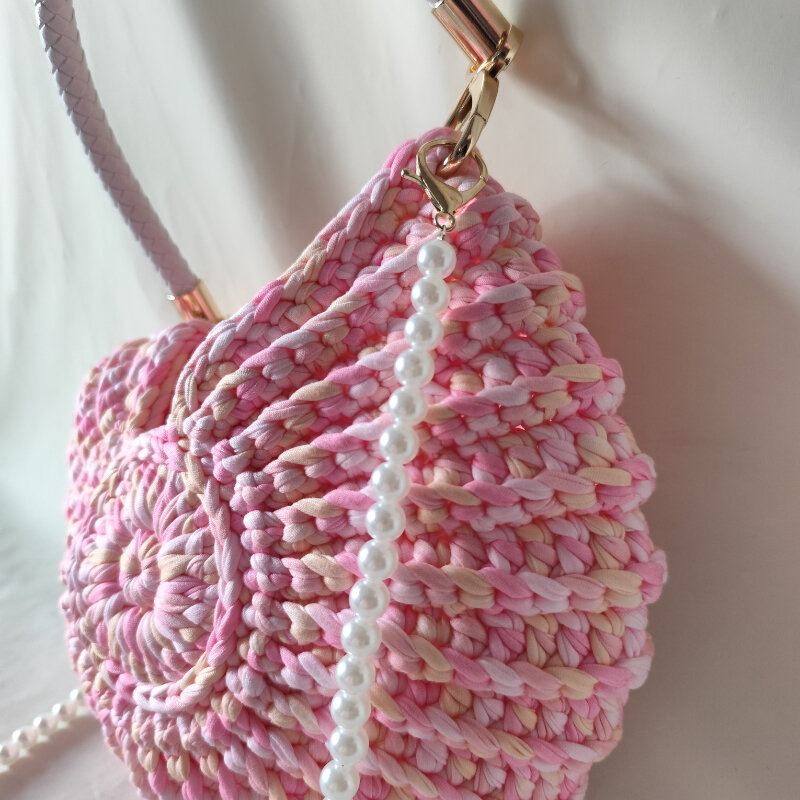 Vacation Style Woven Mixed Color Shell Braided Rope Women's Handbags h5 Picture3