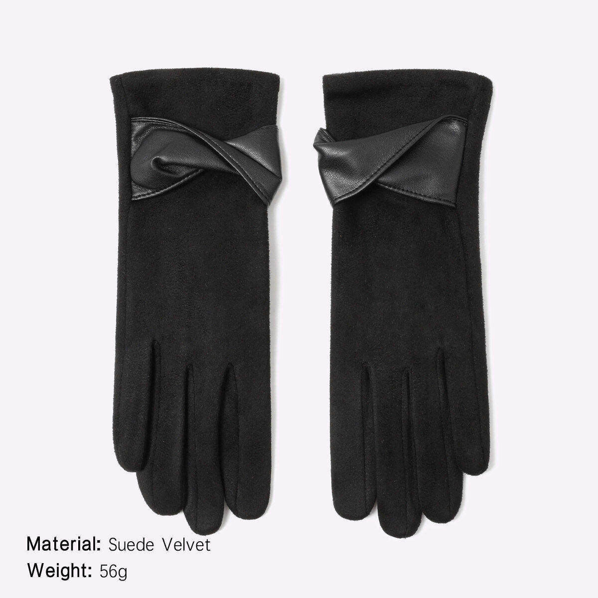 1 Pair Elegant Suede & Leather Winter Gloves h5 Picture2