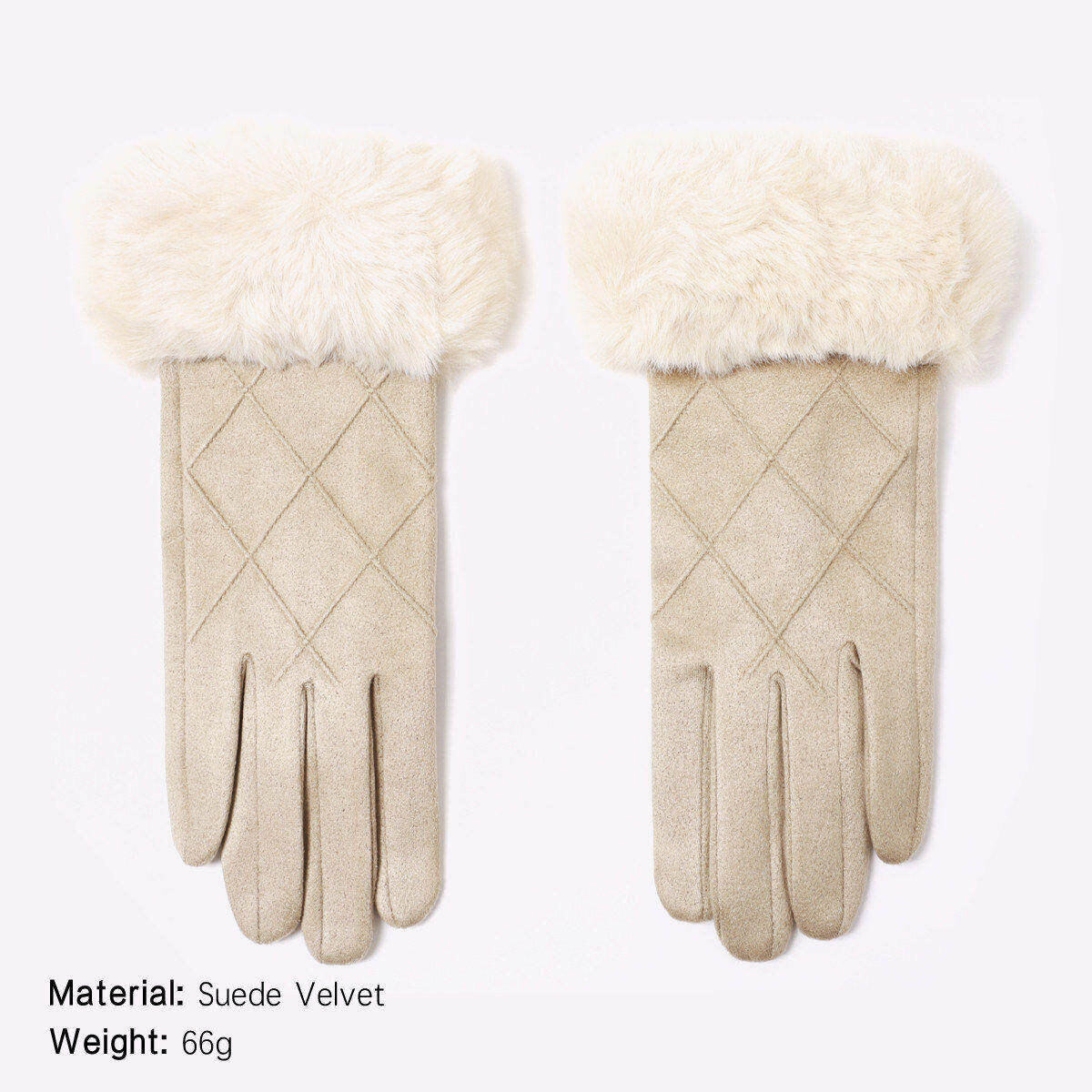 1 Pair Elegant Suede Plush Winter Gloves h5 Picture2