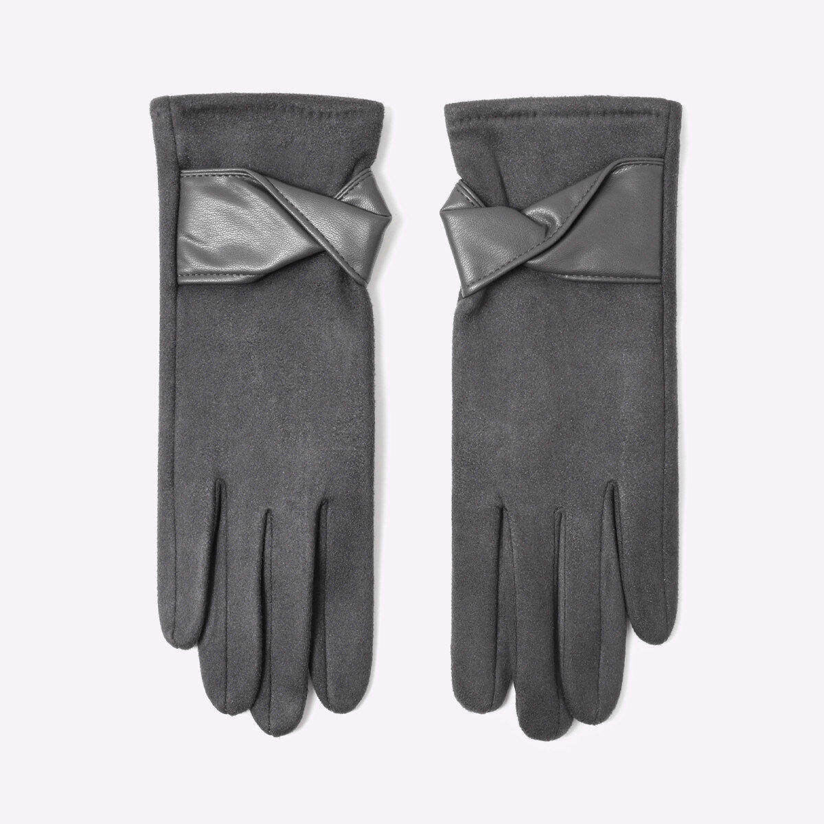 1 Pair Elegant Suede & Leather Winter Gloves Picture4