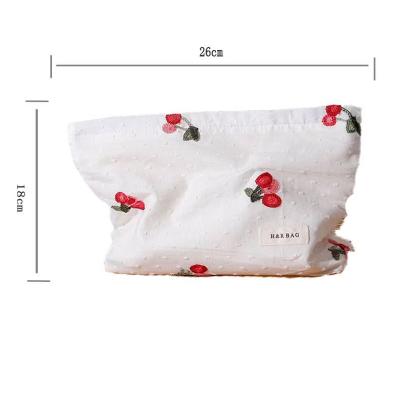 Simple Series Sweet Solid Color Cherry Canvas Makeup Bags h5Picture2