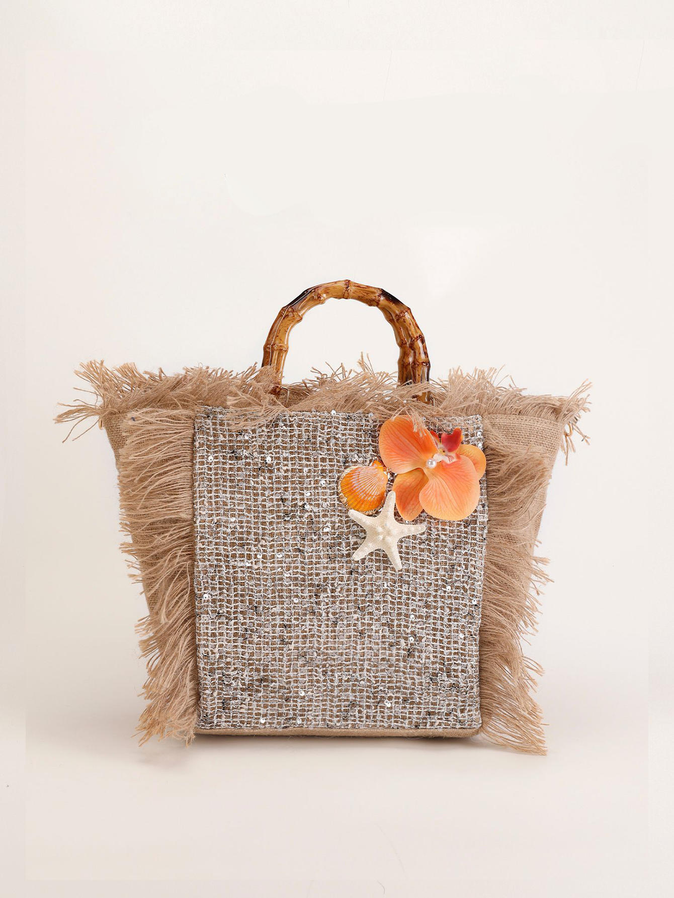 Vacation Style Patchwork Woven Patchwork Tassel Fabric Women's Tote Bag