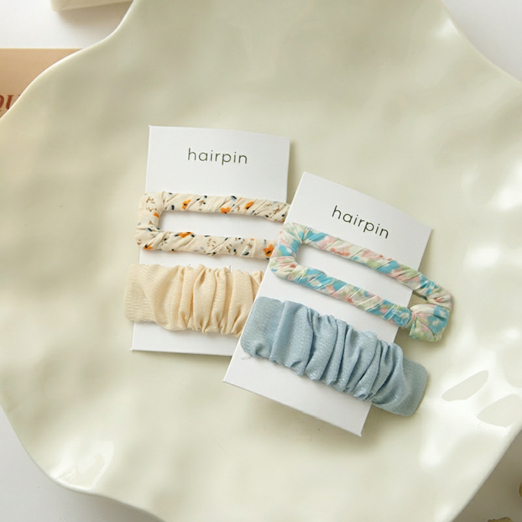 Simple Series Sweet Flower Solid Color Fabric Hair Clips Picture3