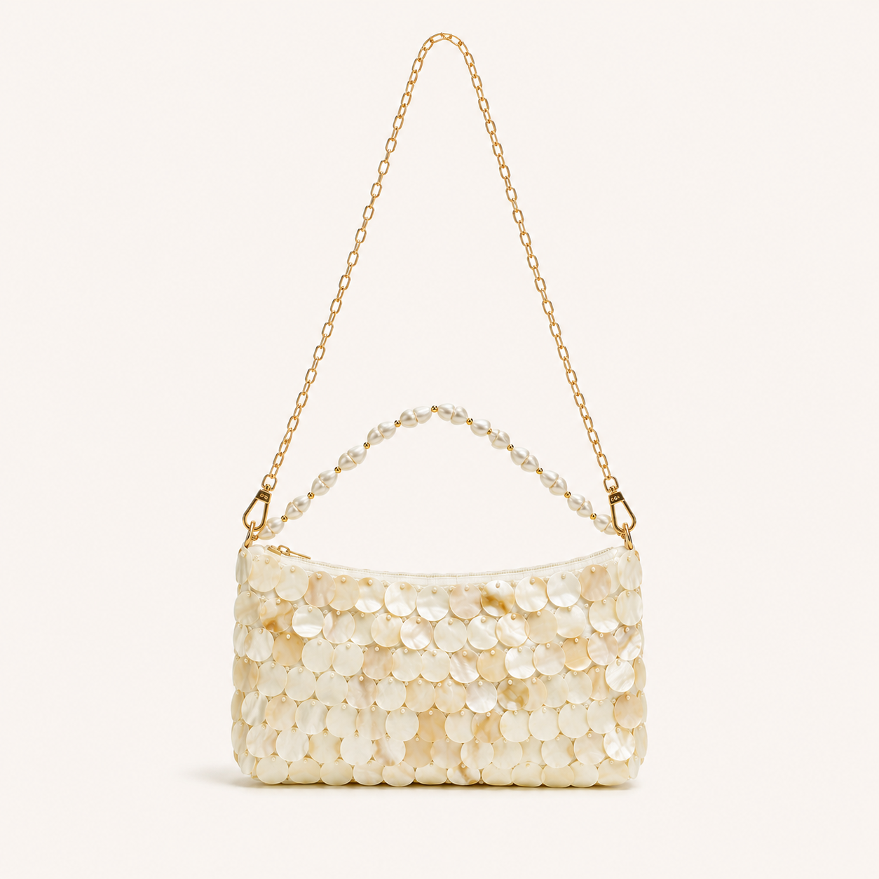 Borsa quadrata da donna in acrilico con paillettes intrecciate e perline a tinta unita, stile serale.