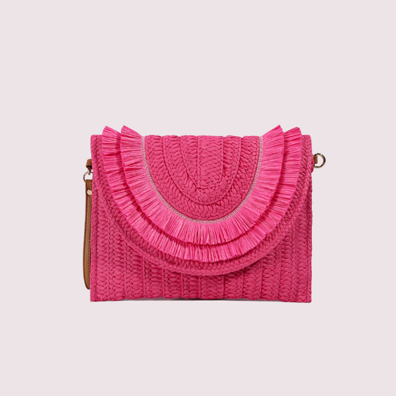 Vacation Style Tassel Woven Solid Color Tassel Woven Raffia Women's Square Bag h5 Picture2