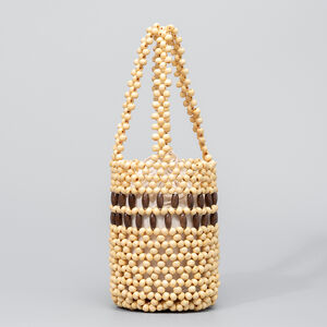 Vacation Style Woven Beads Hollowed-Out Mixed Color Wood Women's Bucket Bag h5 Picture2