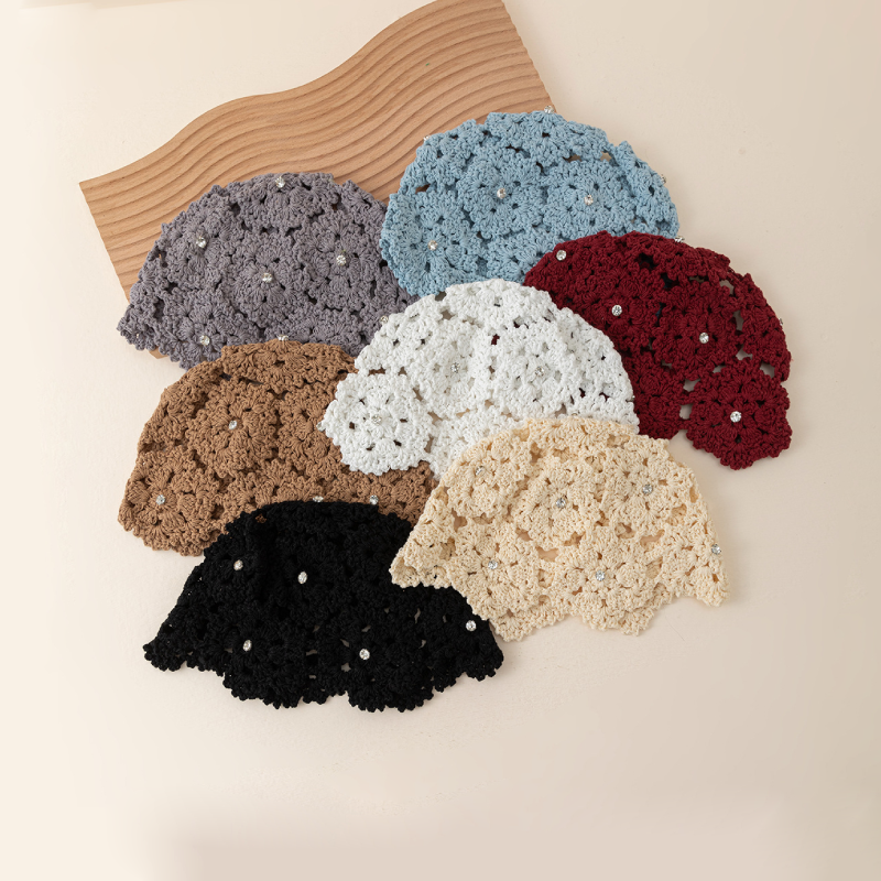 Simple Series Daily Solid Color Hollowed-Out Woven Cotton Hand-woven Hat h5 Picture3