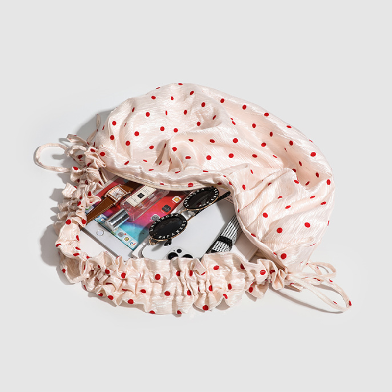 Y2k Style Shirred Solid Color Polka Dots Polyester Women's Pillow Bag h5Picture7