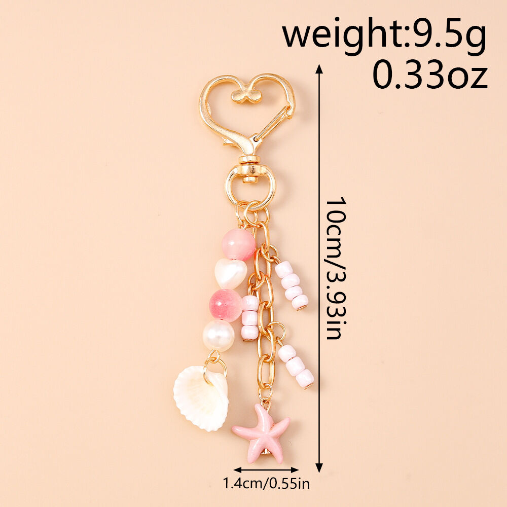 Romantic Series Vacation Oceanic Style Beads Chain Shell Starfish Alloy Bag Charms h5Picture2