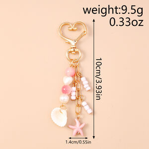 Romantic Series Vacation Oceanic Style Beads Chain Shell Starfish Alloy Bag Charms h5 Picture2