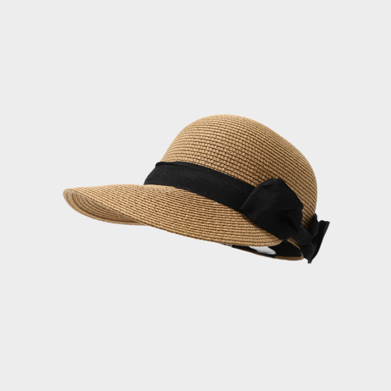 Simple Series Daily Bow Knot Solid Color Raffia Women's Straw Hats