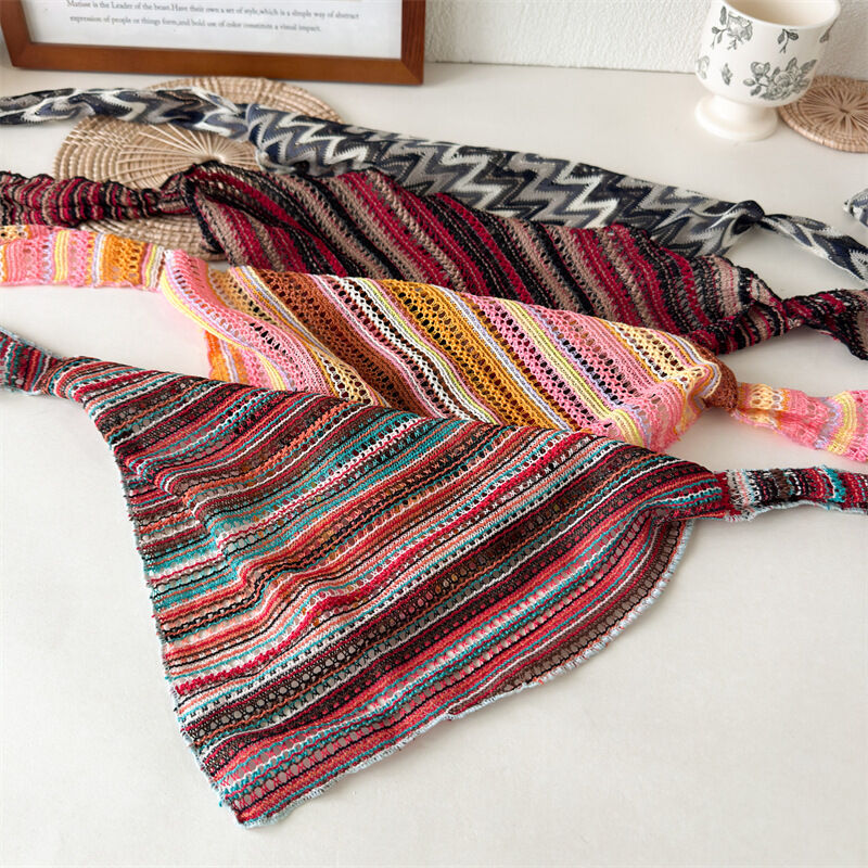 Simple Series Bohemian Stripe Hollowed-Out Mixed Color Polyester Women's Hair Bands h5Picture6