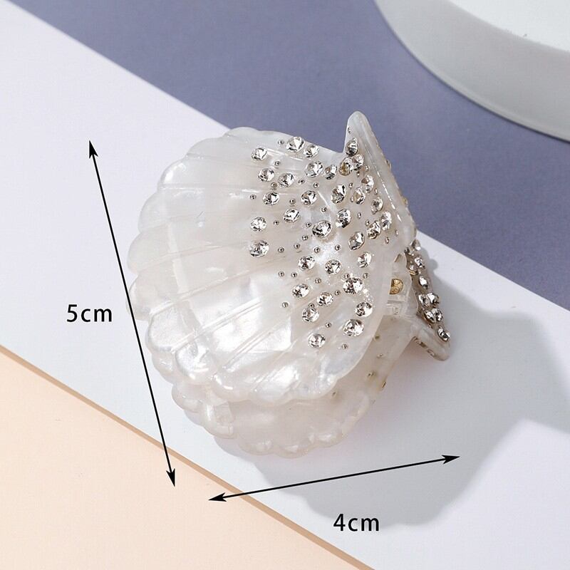 Simple Series Vacation Oceanic Style Shell Acetate Rhinestone Women's Hair Claws h5