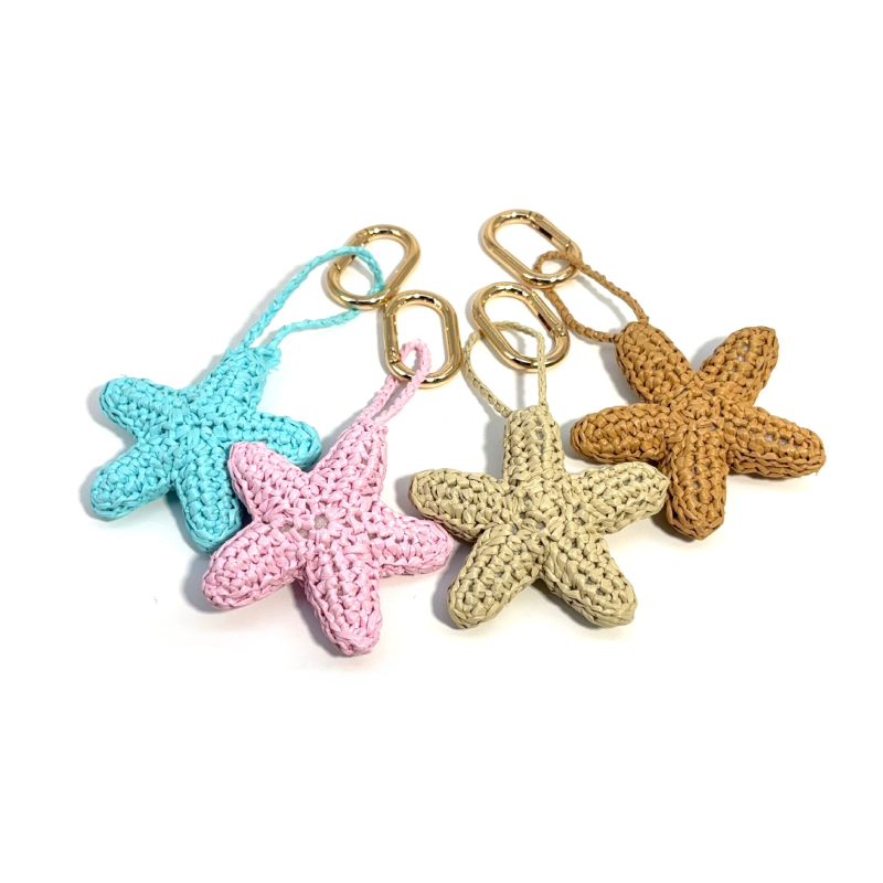 Simple Series Vacation Solid Color Oceanic Style Woven Starfish Raffia Bag Charms